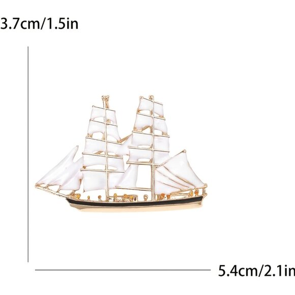 🌺 🌺 🌺 New Nautical Sailboat Brooch - Pin - Bag Charm - Picture 2 of 2